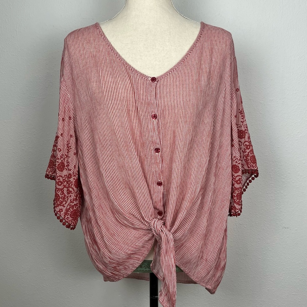 Dylan Ryan striped tie front top